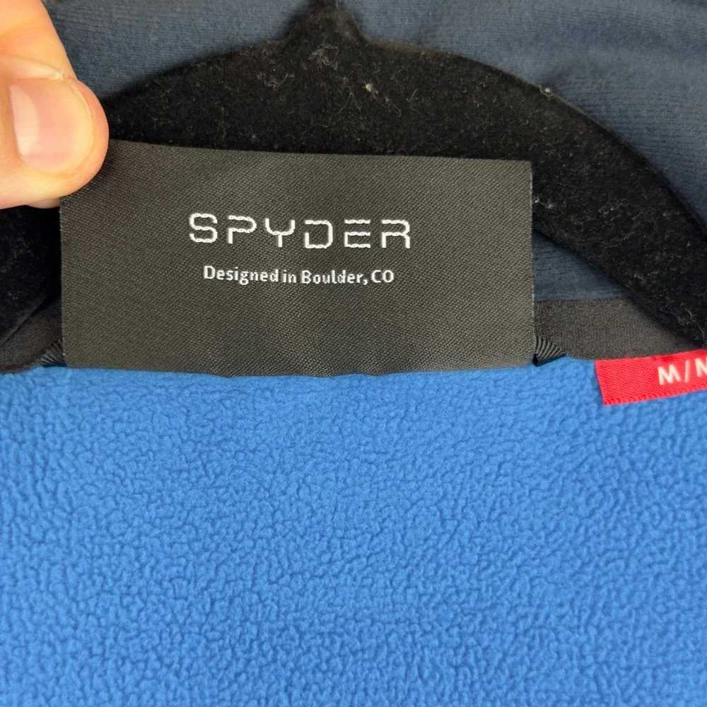 Spyder Mens Full Zip Sweater Knit Fleece Vest Blue Orange 787206 Size M